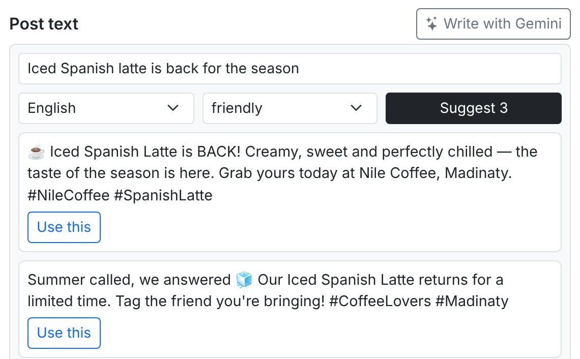 Writing a post with AI
