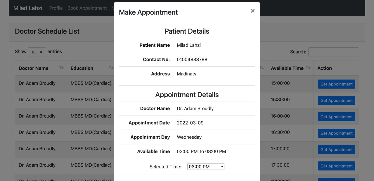 Booking an appointment